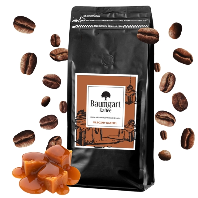 Kawa Smakowa Mleczny Karmel ziarnista 1 kg 100% Arabica