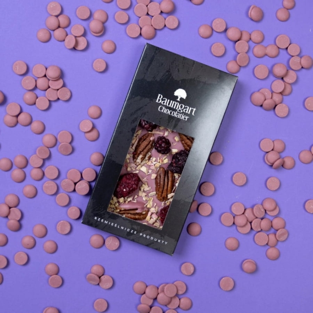 Czekolada Ruby z orzechem pekan, jeżyną i rabarbarem - classic 100 g