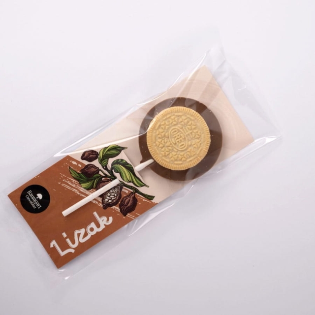 Lizak z czekolady mlecznej z oreo gold 35 g