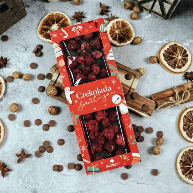 Czekolada Deserowa z Maliną 120 g Premium - Wersja Świąteczna 