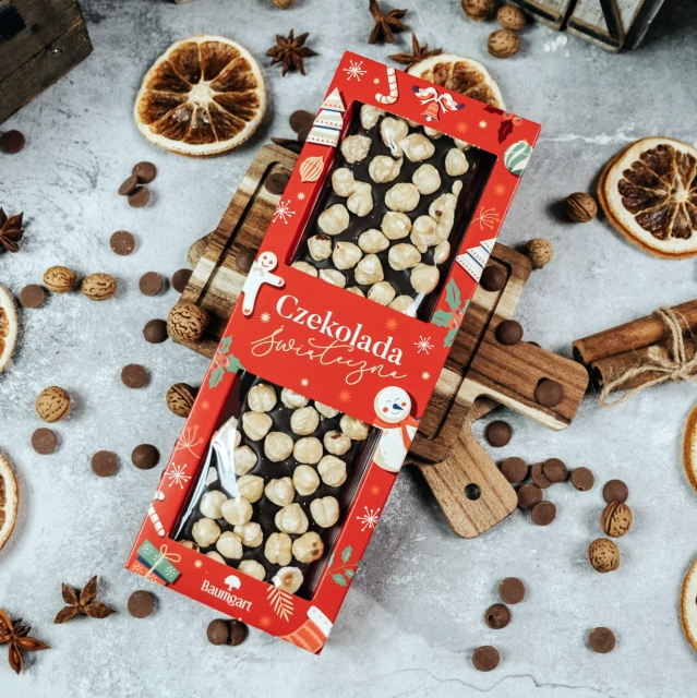 Czekolada Deserowa z Orzechami Laskowymi 160 g Premium - Wersja Świąteczna