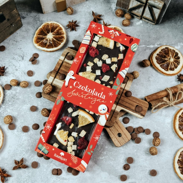 Czekolada Deserowa z Pomarańczą, Dynią i Maliną 120 g Premium - Wersja Świąteczna