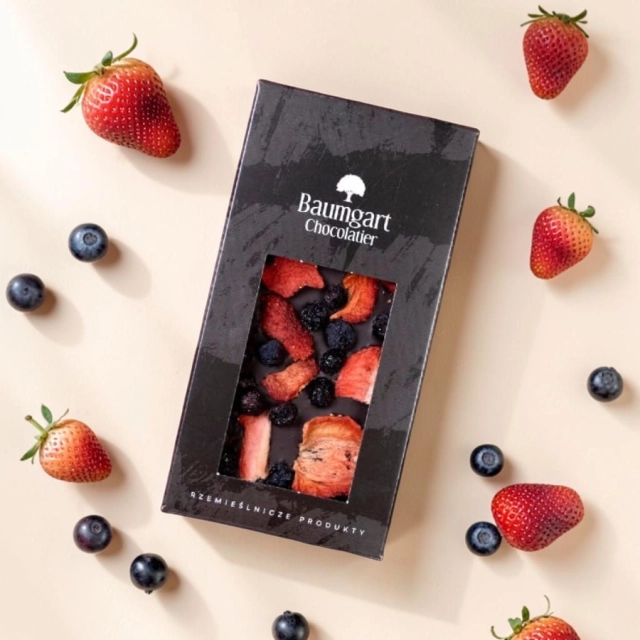 Czekolada deserowa z truskawką i aronią liofilizowaną - classic 90 g